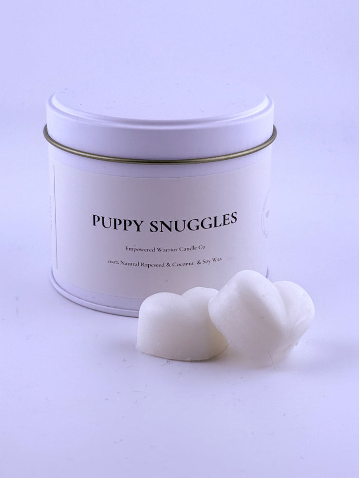 Puppy Snuggles 12 hearts tin